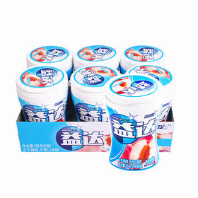 益达含木糖醇无糖口香糖清香蜜桃味约40粒装56g*6瓶