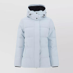 MOOSE KNUCKLES 女士金属驼鹿指节徽标绗缝连帽羽绒服 浅蓝色 M34LJ179S 1508