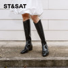 【绒里可选】星期六气质尖头V口显瘦粗跟长靴SSD4117498/SSD4119498 商品缩略图1