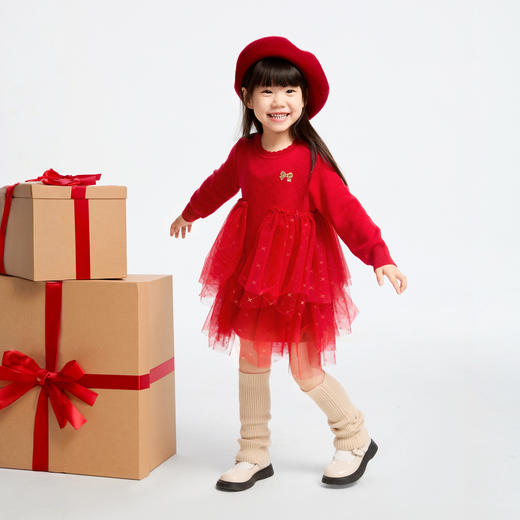 女童金丝网纱毛衣裙冬季新款安奈儿童装实体店同款XG443760 商品图5