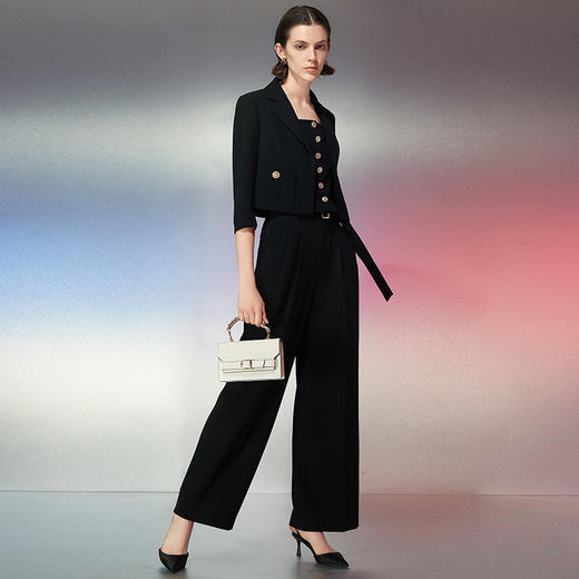 EITIE爱特爱春季新款利落通勤显瘦直筒高腰百搭西装裤7705411 商品图1