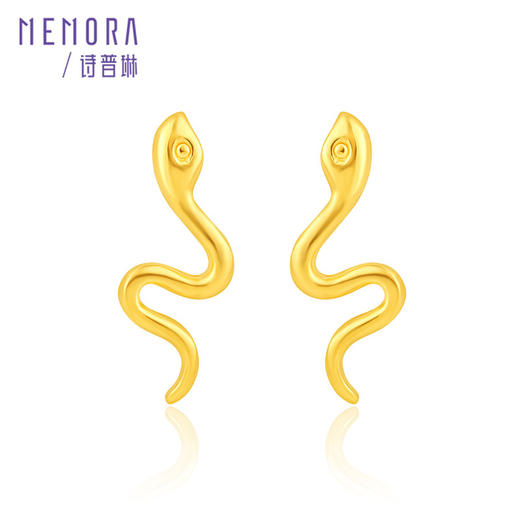 黄金生肖蛇耳饰 灵蛇献瑞系列足金灵蛇盘绕耳钉耳环女士礼物MEMORA诗普琳LEE03801（线上专供） 商品图5