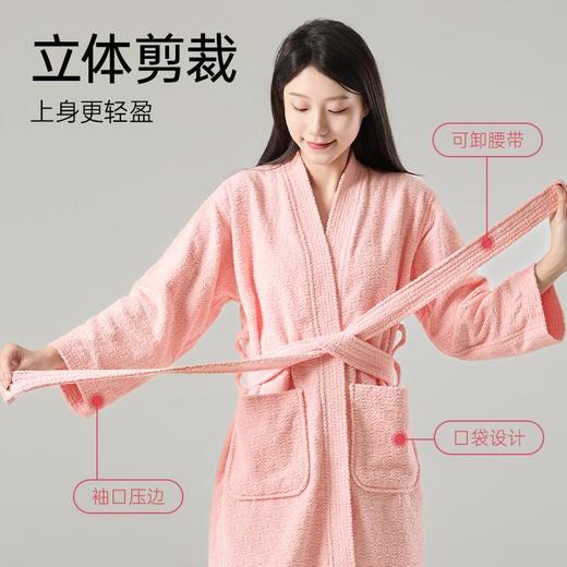 洁丽雅纯棉提花浴袍女速干全棉秋冬毛巾料浴衣可穿浴巾酒店睡袍男 商品图4