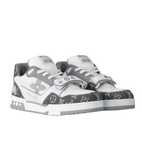 LouIs VUITTO*Trainer 皮革 圆头系带 低帮 板鞋 男款 白黑色（HC）