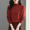 CC-89-28455半高领打底衫秋冬红色毛衣女款2024新款后款洋气内搭针织上衣 商品缩略图1