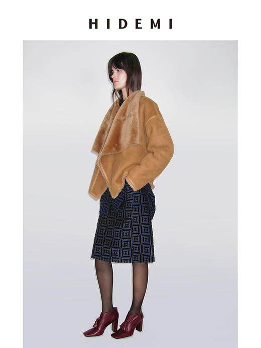 HIDEMI 西班牙进口皮毛一体正反双面穿多穿式设计感堆叠领皮草大衣外套 商品图4