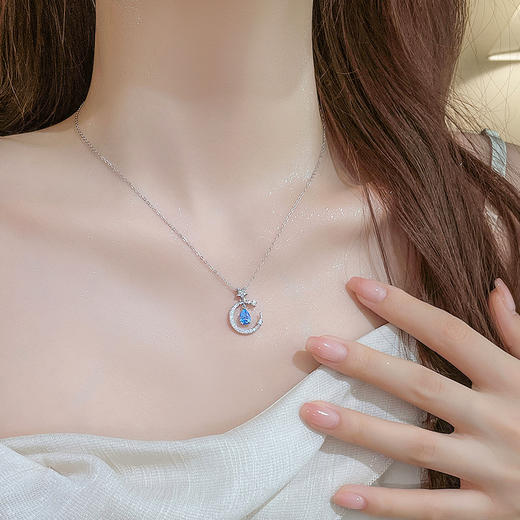 【星月水滴】S925银月亮项链【JHY-N001344B】 商品图1