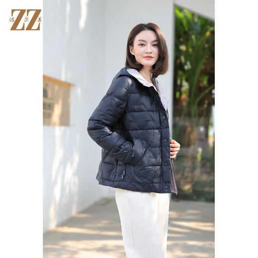 佐尔美短款双面穿减龄气质连帽羽绒服女E34YY45 商品图2