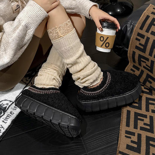 秋冬简约舒适厚底情侣款男女居家外穿保暖棉拖鞋【WG24102W/M】 商品图1