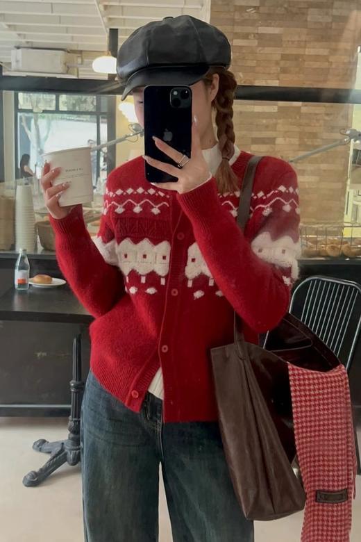 LNNNS 圣诞红提花针织外套 19544 商品图2