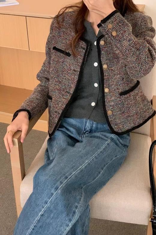 Le Malene 圆领粗花呢编织肌理感短款外套 19498 商品图1