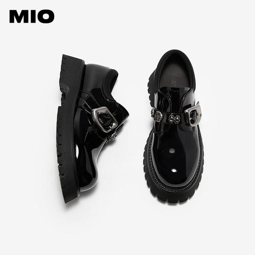 MIO米奥乐福鞋春季新品金属饰扣学院风厚底增高通勤百搭单鞋M251514454 商品图3