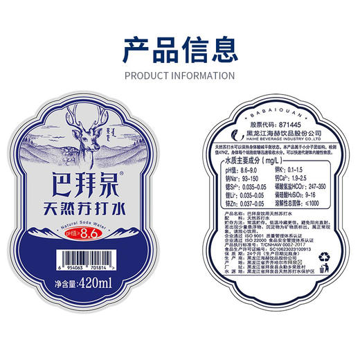 八百去拿天然苏打水 420ml*12 商品图3