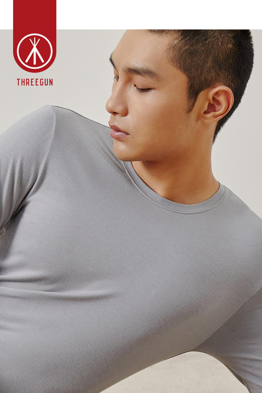 Threegun三枪 圆领男士长袖上衣打底衫-23627A911 商品图5