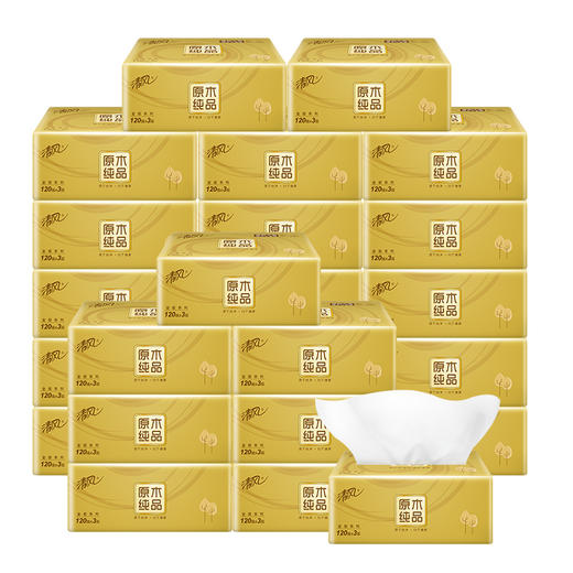 清风原木金装系列 120抽抽取式面纸24包（6提/箱） 商品图5