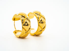 【热销款】宽面大C黄金耳环克重6.98