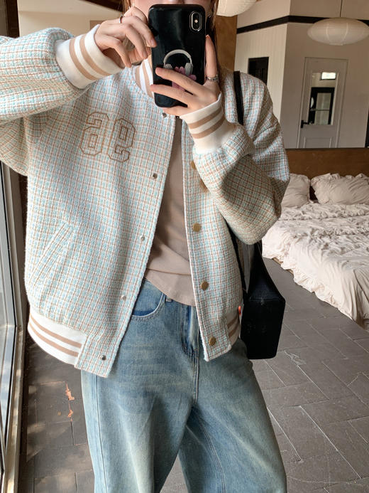 【269元任选2件】现货！成本巨贵，拍下包赚！美式学院风绿色宽松显瘦棒球服外套 商品图5