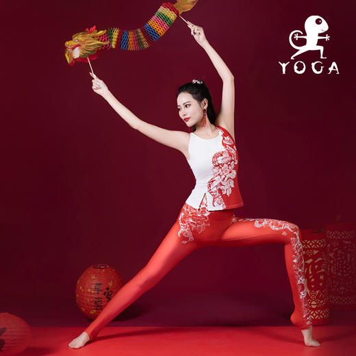 【现货秒发】壁虎瑜伽【灵蛇献瑞-套装】限量款印花瑜伽两件套 【可拆卸胸垫】（标准码） 商品图0
