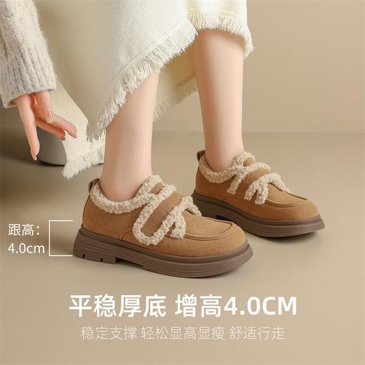 ZHR则则洋气保暖乐福鞋2024新款平底棉鞋美拉德加绒勃肯鞋毛毛鞋 商品图4