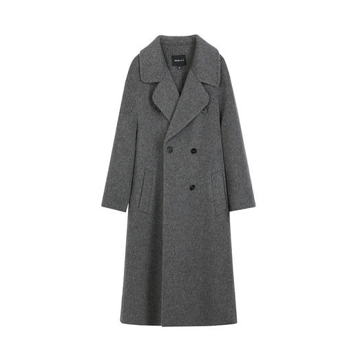 NEELLY纳俪商场同款冬季新款气质版型双层羊毛呢大衣女翻领长外套N24105N01112 商品图3