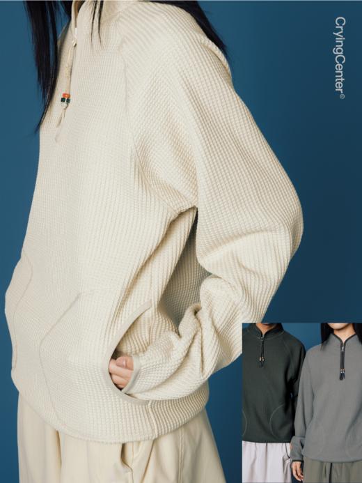 CryingCenter 大颗粒华夫格复古撞色立领包边针织长袖 哭喊中心 商品图9