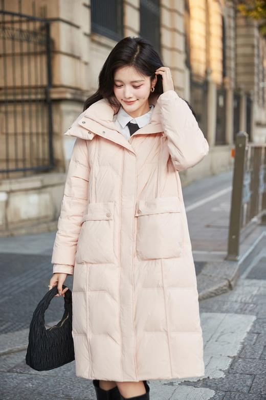 HAYES 粉色长款白鸭绒外套 19716 商品图1