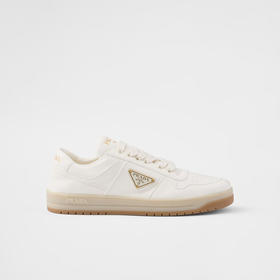 PRADA 普拉达 女士珐琅金属三角形徽标 Downtown 皮革休闲运动鞋 白色 1E792M 038 F0304