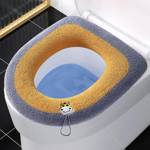 【亲肤舒适！针织马桶套】冬季加厚马桶垫四季通用马桶坐垫家用卡通坐便垫圈提手保暖马桶套。ry 商品图1