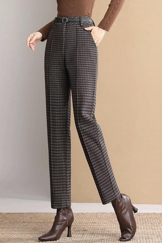 LOUIS YAO/白鹿语 加厚格纹休闲裤 15348【不含腰带】 商品图1