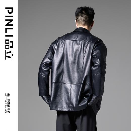 PINLI品立秋冬新款男士机车风PU皮衣休闲茄克外套雅痞上衣潮B252104056 商品图2