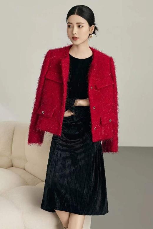 Le Malene 红色圆领小香风外套 19721 商品图1