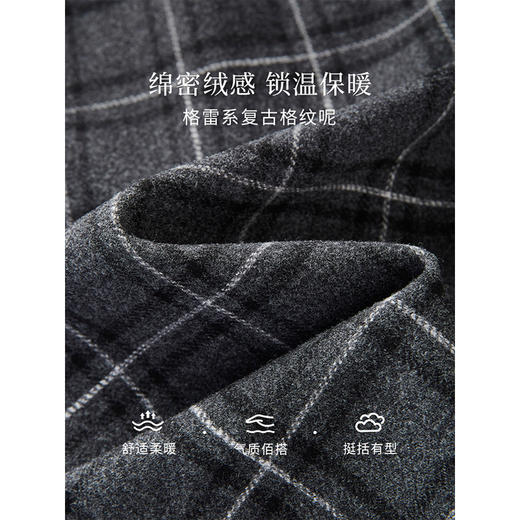【年终特卖】熙世界复古格子毛呢半身裙秋冬2025年新款后开叉加厚包臀直筒裙 商品图3