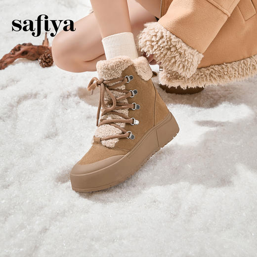 预售10天发|Safiya/索菲娅2024冬季加绒保暖系带时尚百搭厚底户外休闲雪地靴 SF4411A209 商品图1