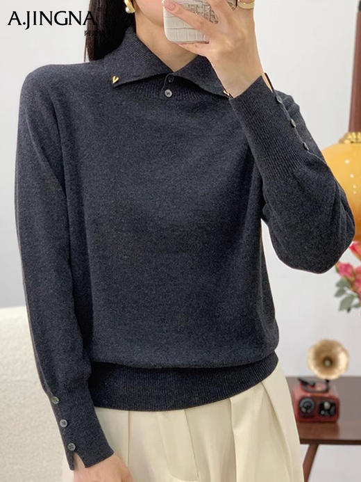 【文艺摩登】阿菁娜法式复古翻领绵羊针织衫F29D302012 商品图4