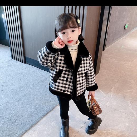 【时尚版型，设计感十足！】女童加厚外套秋冬装 新款洋气网红儿童 女宝宝加绒格子呢子大衣-QQ 商品图5