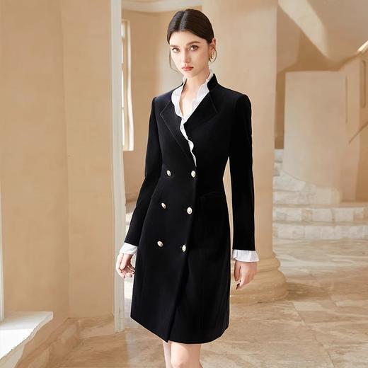 IWY/黑色丝绒西装连衣裙女高级感气质名媛双排扣职业装裙子职场轻熟风女装正装Q1195 商品图2