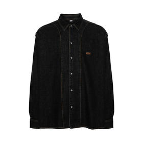 GCDS 男士字母徽标牛仔外套 黑色 A2CM2401DA099