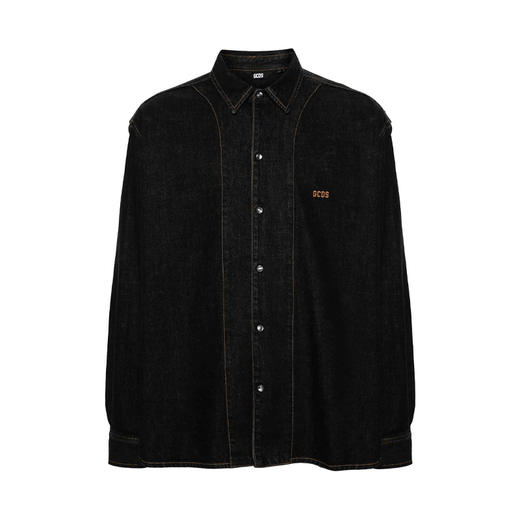 GCDS 男士字母徽标牛仔外套 黑色 A2CM2401DA099 商品图0