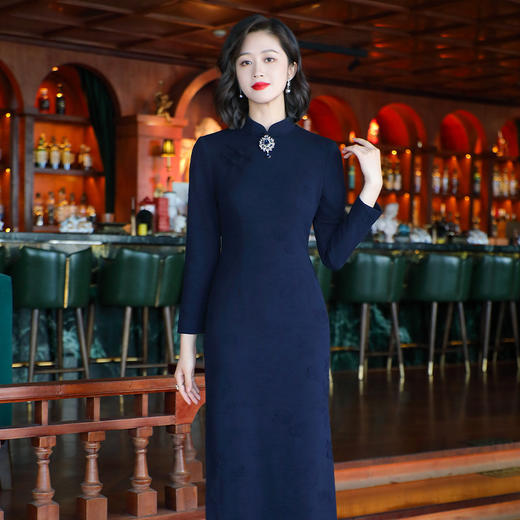 OY-24326中国风女装秋冬2024年新款复古针织提花日常改良旗袍连衣裙24326 商品图2