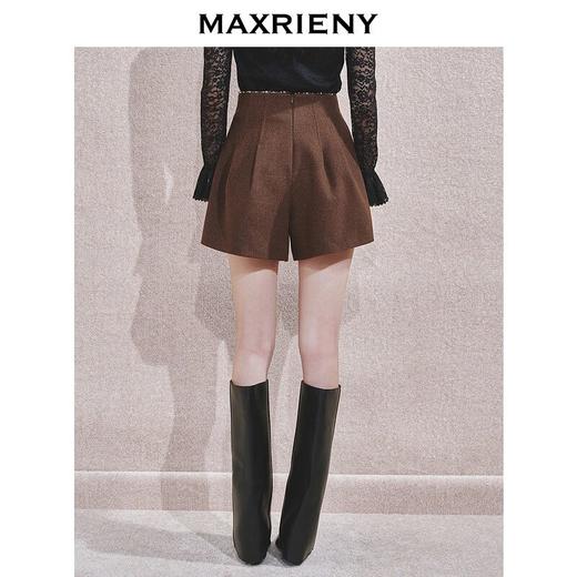 MAXRIENY精致优雅阔腿裤女24冬新款收腰显瘦复古高腰短裤修身显瘦(货号:MF85PA757) 商品图2