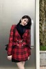 ANSUABEL 红黑格纹翻领外套 15476【不含腰带】 商品缩略图0