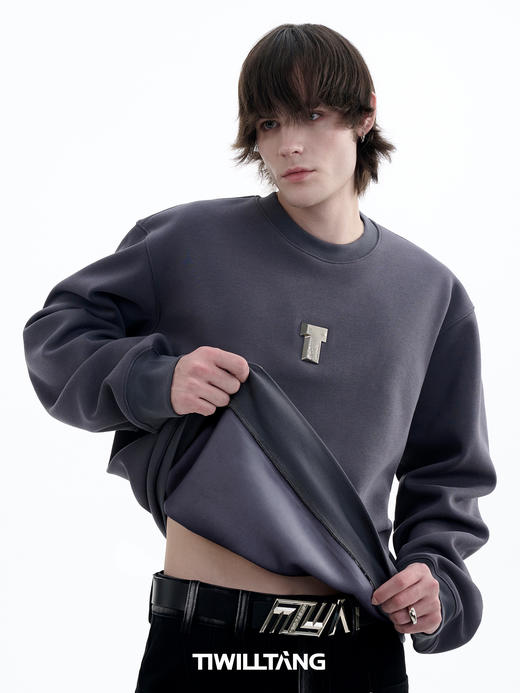 TIWILLTANG启世录“光屿边迹”重密加绒定制金属T打底保暖卫衣冬 商品图5