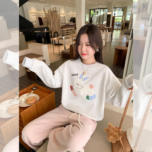 【179元任选2件】现货！兔子绣花加绒卫衣 商品图2