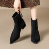 ZHR则则绒面弹力靴2024新款尖头粗跟瘦瘦靴优雅气质短靴加绒女靴 商品缩略图4