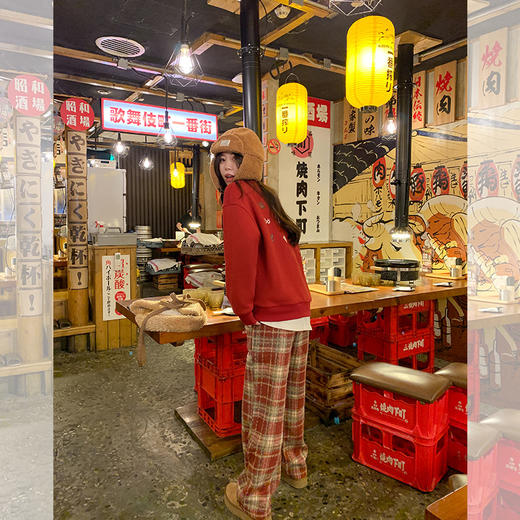 <曾小咸推荐>复古趣味印花加绒宽松卫衣 商品图3