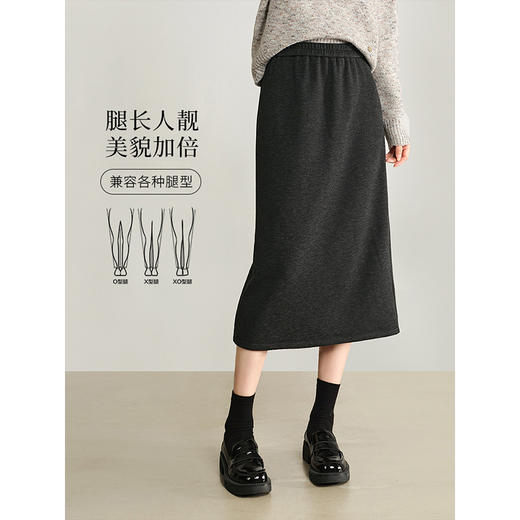 【1件75折】熙世界针织直筒半身裙秋冬2025新款百搭气质高腰显瘦裙子包臀裙 商品图1