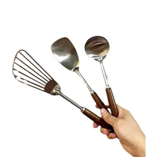 「19.9到手3支！木柄加厚」不锈钢勺铲子套件 木柄加厚厨房用品炒菜勺铲三件套煎铲汤壳家用 商品图4