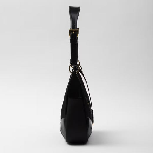 PRADA 普拉达 女士珐琅金属三角形徽标 Re-Edition 2002 Re-Nylon 和拉丝皮革单肩包 黑色 1BC214 R789 F0002 OOO 商品图1