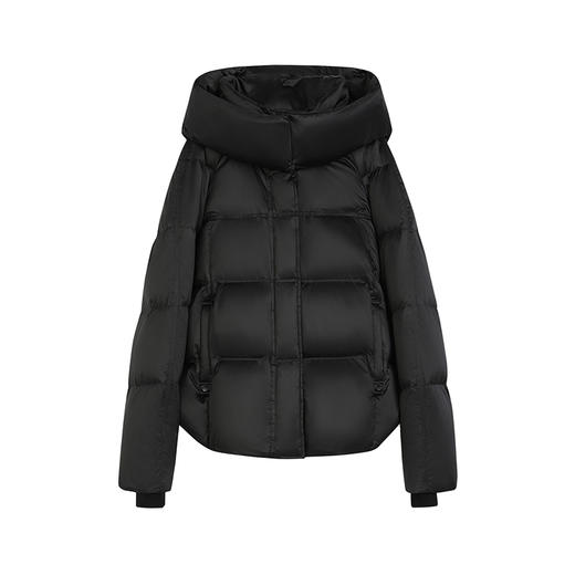 NEELLY纳俪商场同款冬新款黑色高领短款连帽外套女90白鸭绒羽绒服N24105L01116 商品图3