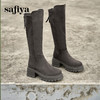 预售10天发|Safiya/索菲娅2024秋冬不过膝瘦瘦弹力绒面粗跟小个子增高长靴 SF44117278 商品缩略图8